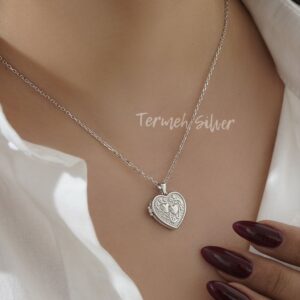 گردنبند نقره لاکت قلب با زنجیر MT 1195 9