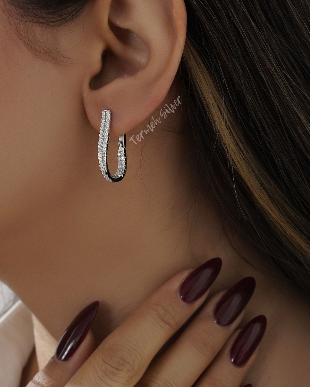 گوشواره نقره طرح جواهر GT 1103 17 گوشواره نقره طرح جواهر GT 1103
