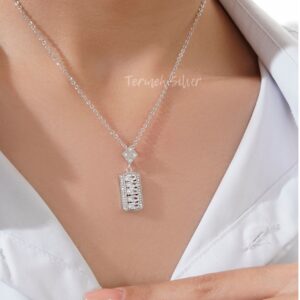 گردنبند نقره جواهر مستطیل MT 1330 9 گردنبند نقره جواهر مستطیل MT 1330 8