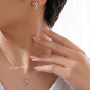 نیم ست نقره گل رزکوارتز NT 1251 16 نیم ست نقره گل رزکوارتز NT 1251 15