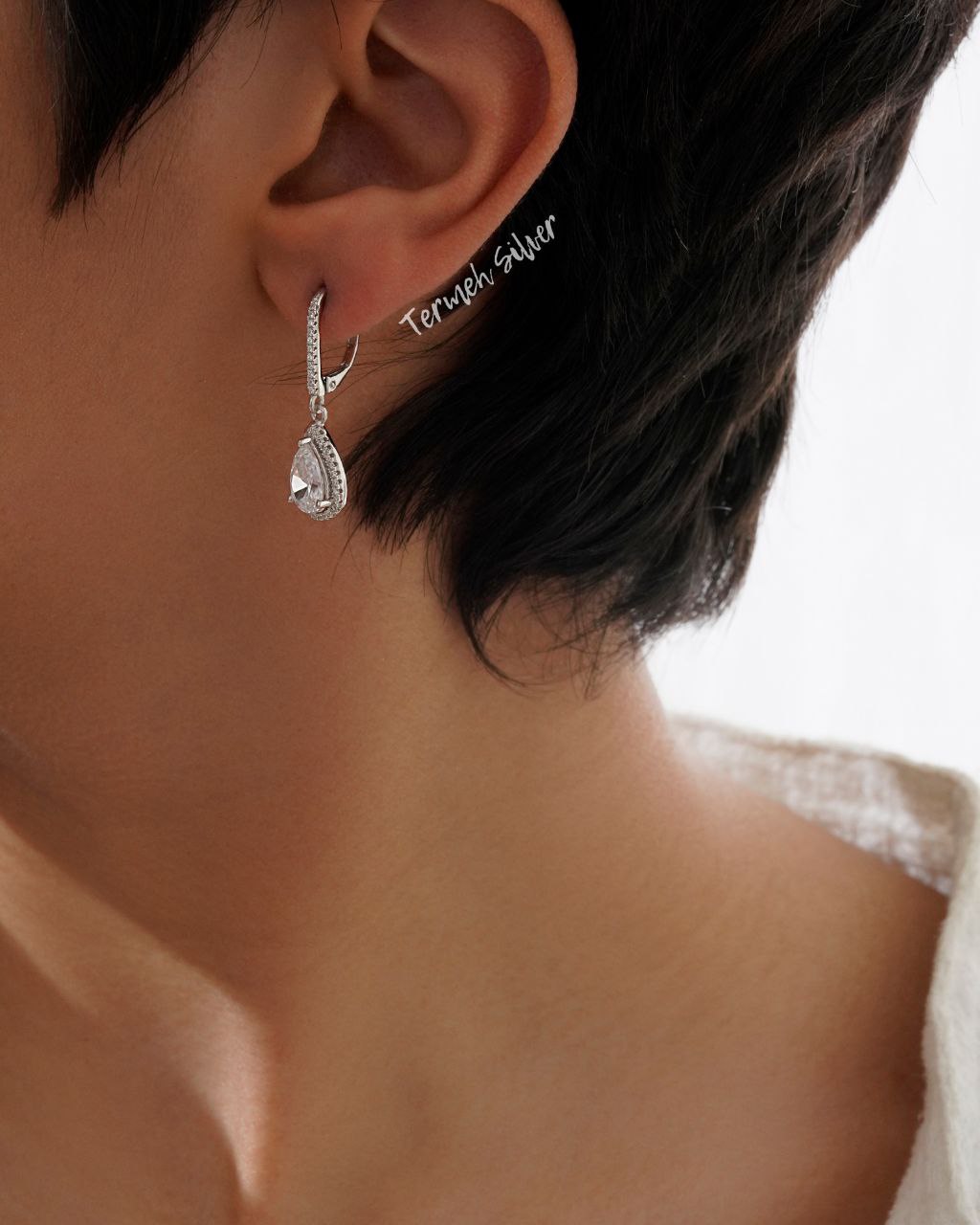 گوشواره نقره اهرمی اشک GT 1138 1 گوشواره نقره اهرمی اشک GT 1138