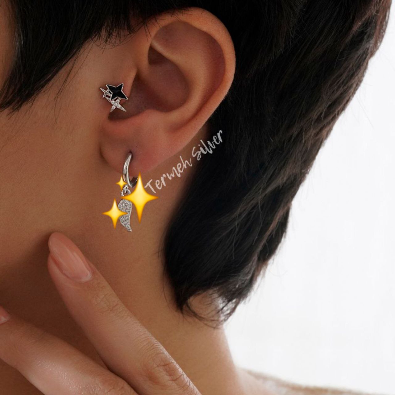 گوشواره نقره ستاره GT 1162 1 گوشواره نقره ستاره GT 1162