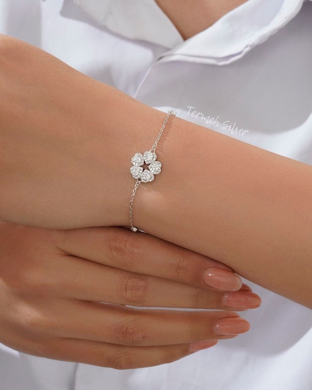 دستبند نقره قلب قلبی DT 1165 1 دستبند نقره قلب قلبی DT 1165