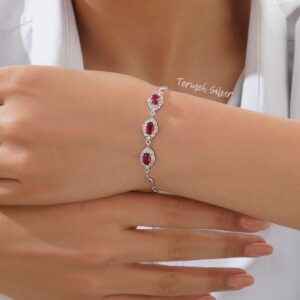 دستبند نقره یاقوت سرخ صنعتیDT 1217 14