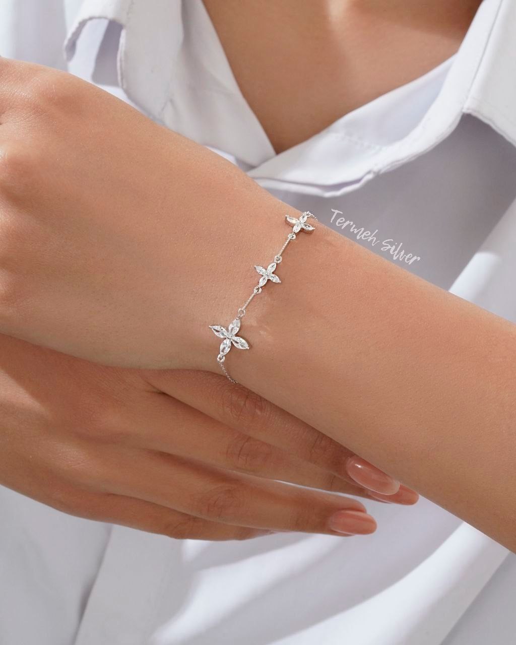 دستبند نقره گل مارکیز DT 1178 1 دستبند نقره گل مارکیز DT 1178