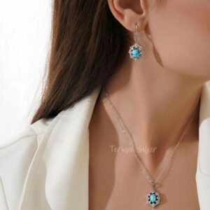 نیم ست نقره فیروزه نیشابور NT 1270 6 نیم ست نقره فیروزه نیشابور NT 1270 5