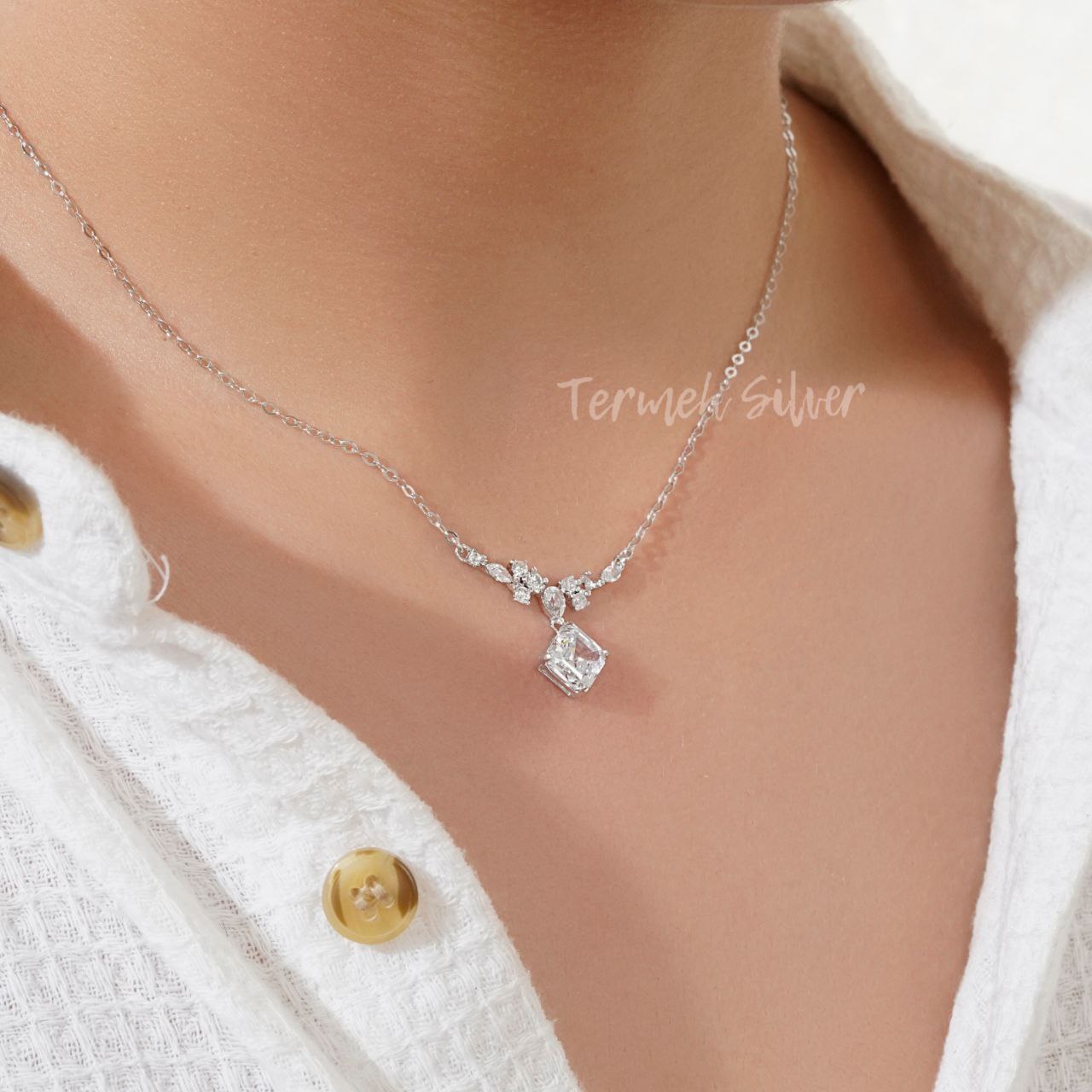 گردنبند نقره طرح جواهر با زنجیر MT 1362 17 گردنبند نقره طرح جواهر با زنجیر MT 1362