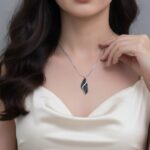 گردنبند نقره بال مشکی MT 1366 43