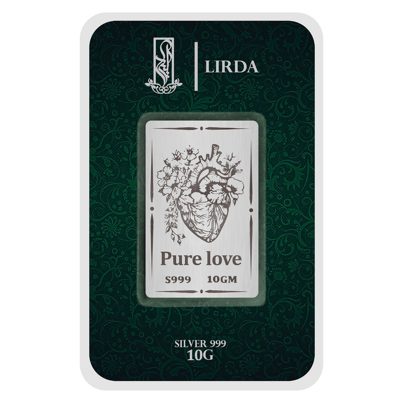 شمش نقره مدل Pure Love قلب و گل10 1 شمش نقره مدل Pure Love قلب و گل10