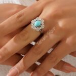 انگشتر نقره فیروزه نیشابور طرح فلاور AT 1256 41