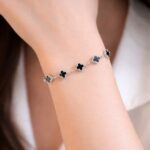 دستبند نقره طرح ونکلیف مشکی DT 1250 39