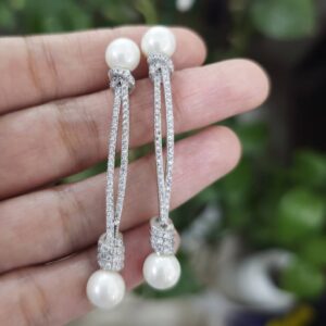 گوشواره نقره مروارید طرح گره GT 1221