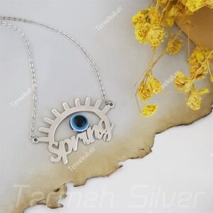 مدال زنانه نقره طرح چشم نظر(spring) MEDZ 3001 3