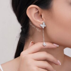 گوشواره نقره پروانه دنباله دار GT 1195 9