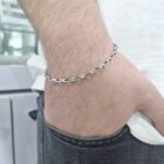 دستبند نقره مردانه زنجیری مستطیلی 1048 41