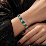 دستبند نقره تنیسی زمردی امرالد DT 1253 18