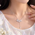 گردنبند نقره پروانه و آویز سنگ MT 1328 43