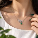گردنبند نقره خوشه زمرد سبز MT 1330 26