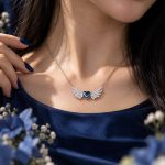 گردنبند نقره قلب و بال توپاز ابی MT 1324 43