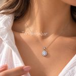 گردنبند نقره تک سنگ دایره MT 1344 43