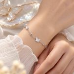 دستبند نقره پروانه صدفی DT 1260 42