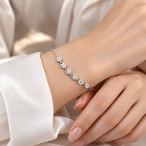 دستبند نقره فلاور DT 1267 15