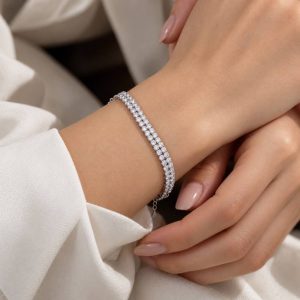 دستبند نقره تنیسی دو لاین DT 1261 5