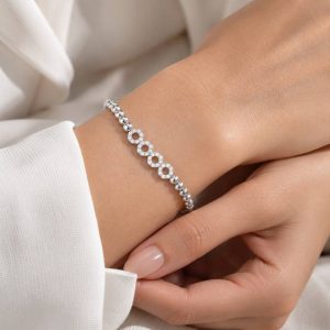دستبند نقره گوی جواهری DT 1257 13