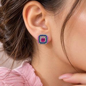 گوشواره نقره مولتی کالر GT 1242 13